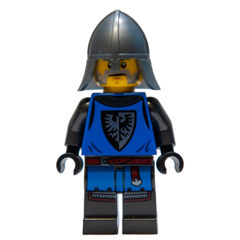 LEGO Black Falcon Castle Guard - Blue Torso, Pearl Dark Grey Legs, Light Bluish Grey Mustache (fig-011278)