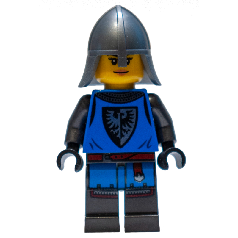 LEGO Black Falcon Castle Guard, Female - Blue Torso, Pearl Dark Grey Legs, Flat Silver helmet (fig-011279)