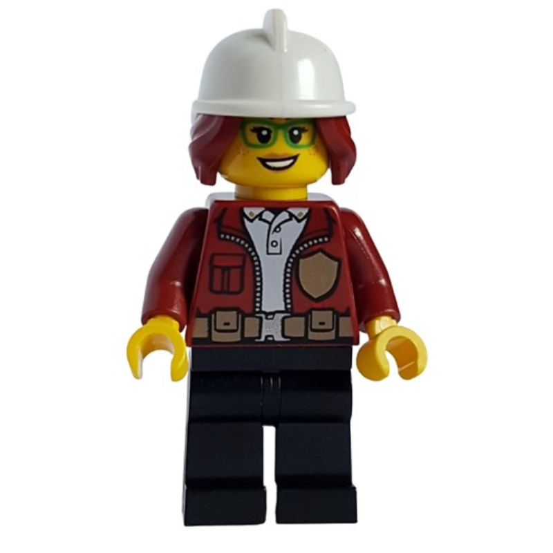 LEGO Freya McCloud, Open Dark Red Jacket with Badge, White Fire Helmet (3626cpr2972 Head) (fig-011285)