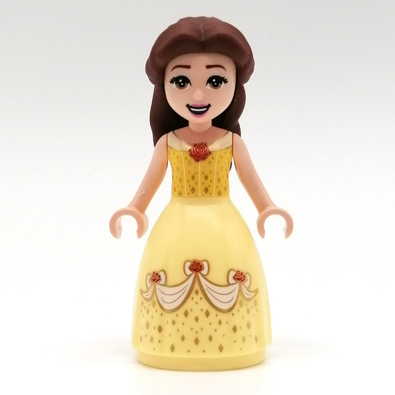 LEGO Belle, Bright Light Orange and Bright Light Yellow Full Dress with Roses, Open Mouth (fig-011338)