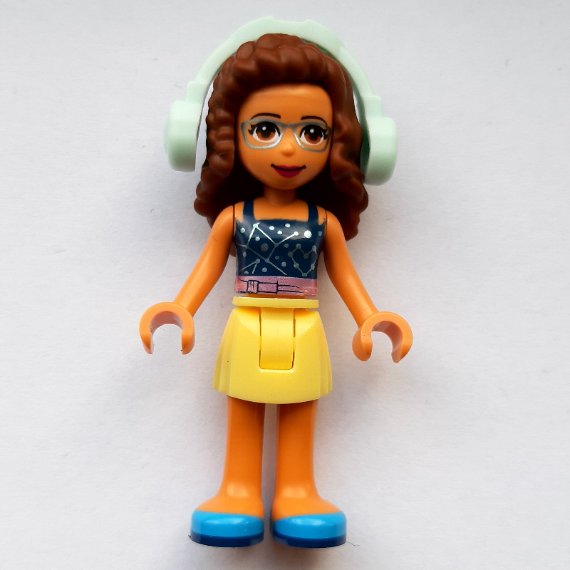 LEGO Olivia - Dark Blue Top, Bright Light Yellow Skirt, Light Aqua Headphones (fig-011386)