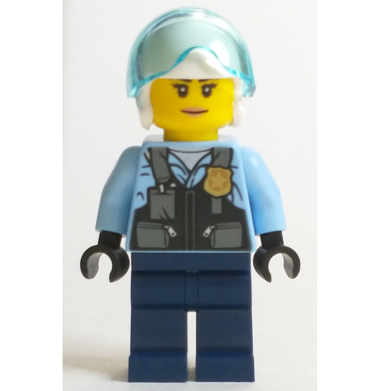 LEGO Policewoman, Helicopter Pilot, Bright Light Blue Shirt, Helicopter Pilot (fig-011412)