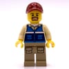 Man, Blue Vest, Dark Red Cap, Goatee Beard