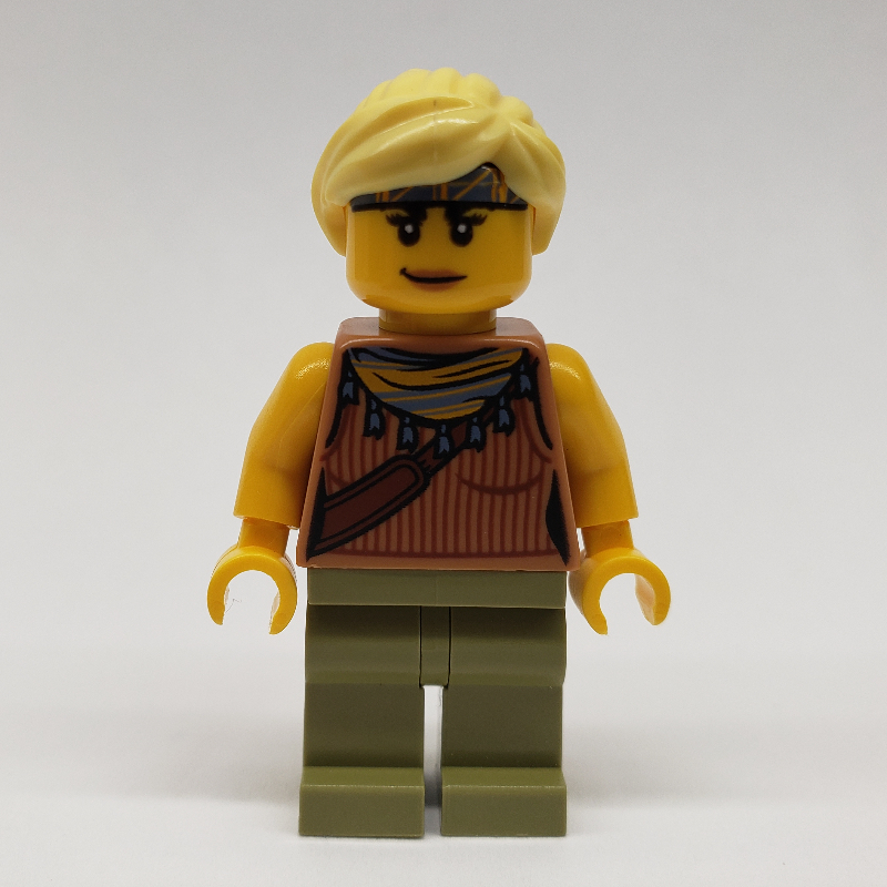LEGO Jessica Sharpe, Vest Top with Necklace, Olive Green Legs, Bright Light Yellow Hair (fig-011424)