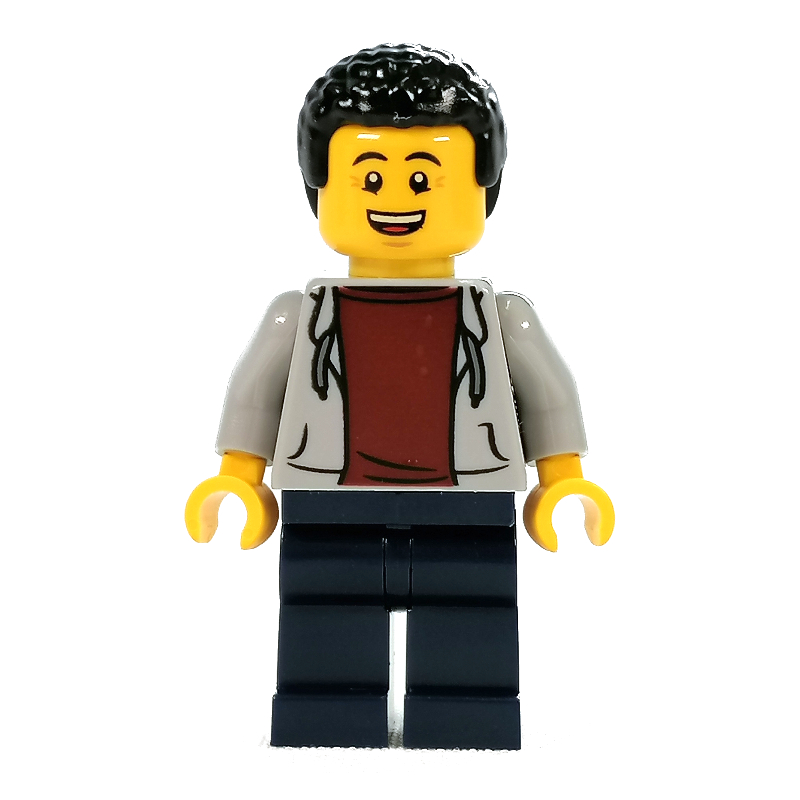 LEGO Light Bluish Grey Torso, Dark Blue Legs, Black Hair (fig-011447)