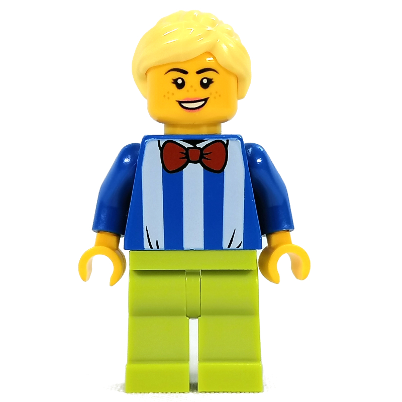 LEGO Blue Torso with White Stripes, Lime Legs, Bright Light Yellow Hair (fig-011449)
