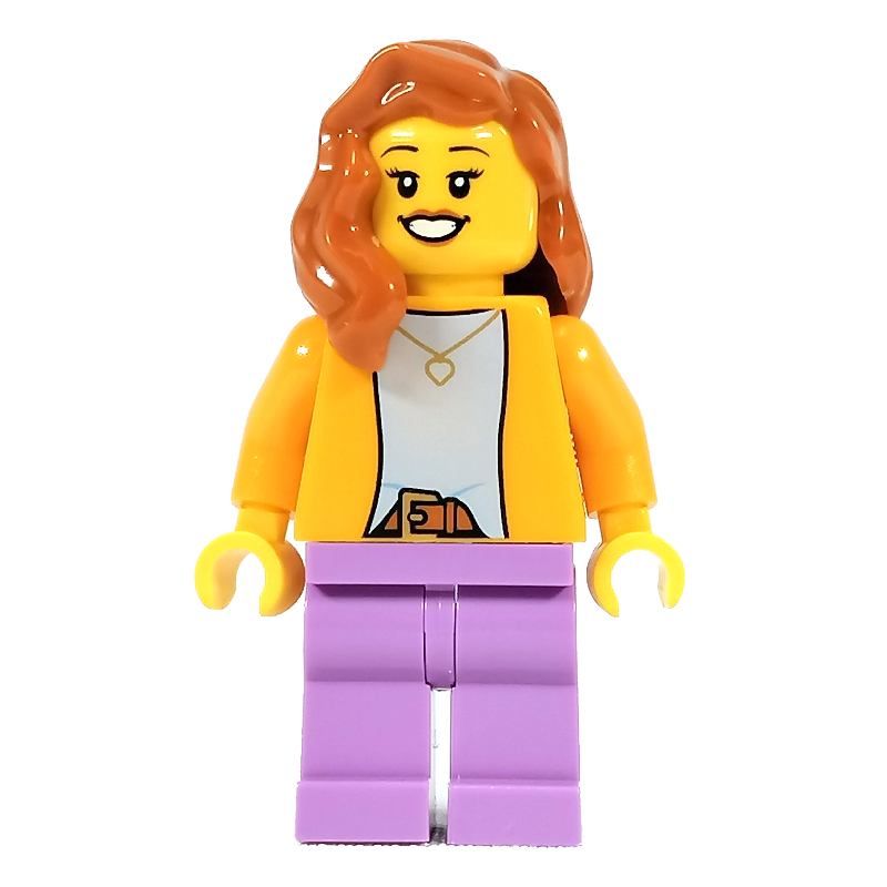 LEGO Orange Torso, Medium Lavender Legs, Dark Orange Hair (fig-011451)
