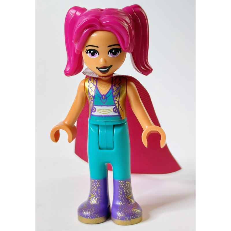 LEGO Camila - Gold Jacket, Dark Turquoise Pants, Magenta Hair, Cape (fig-011472)