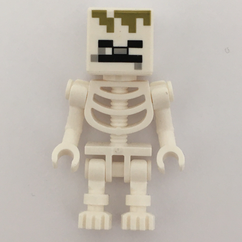 LEGO Skeleton, Square Skull, Olive Green Pixels (fig-011491)