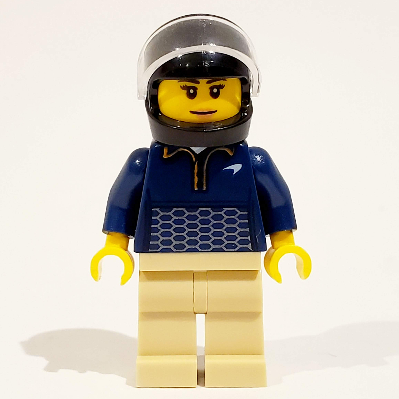 LEGO Racer Driver - Dark Blue Torso, Tan Legs, Black Helmet (fig-011499)