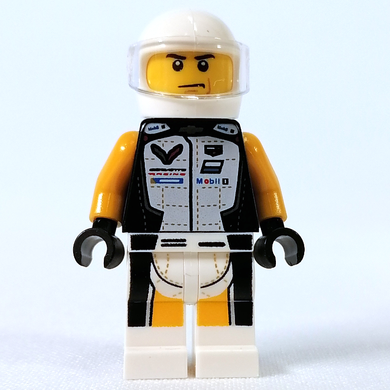 LEGO Race Driver - Black Torso, White Legs, White Helmet (fig-011500)