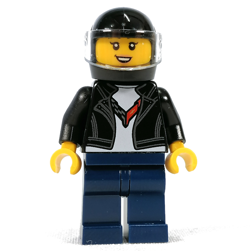 LEGO Race Driver - Black Torso, Jacket, Dark Blue Legs, Black Helmet (fig-011501)