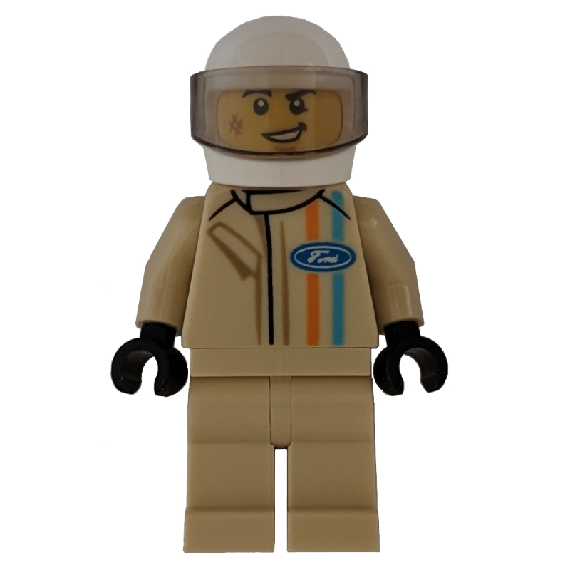 LEGO Race Driver - Tan Torso, Legs, White Helmet (fig-011505)