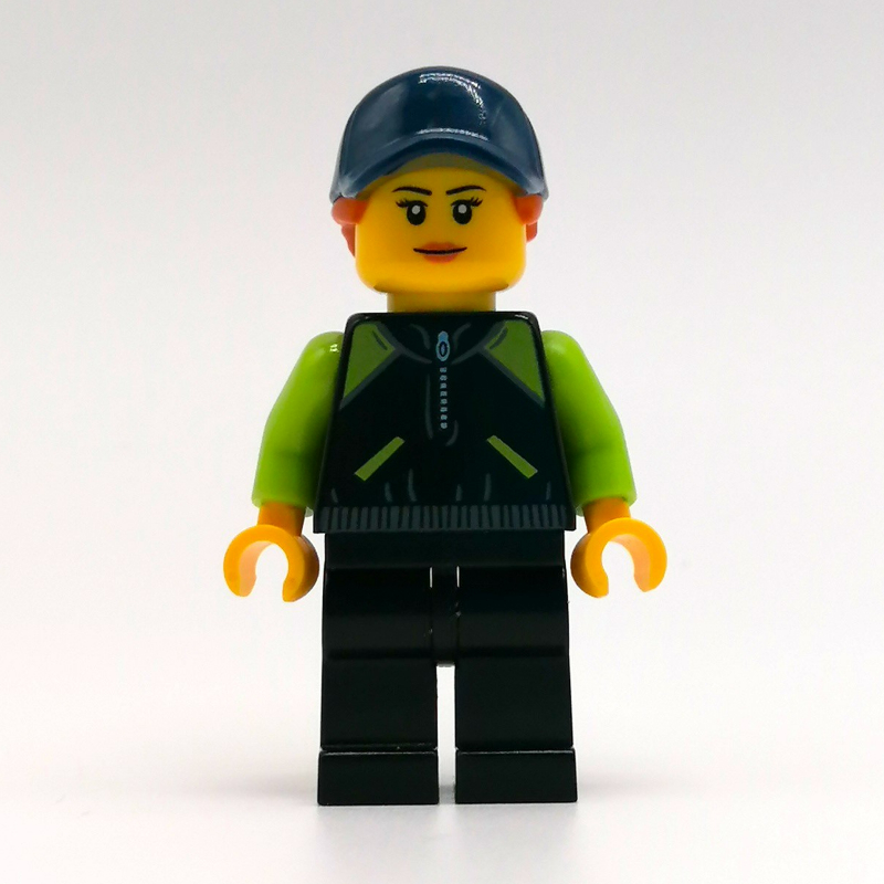 LEGO Black Torso, Lime Arms, Black Legs, Dark Blue Cap (fig-011551)