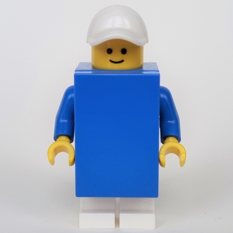 LEGO Brick Suit Boy - Blue 2 x 3 Tile, White Cap (fig-011562)