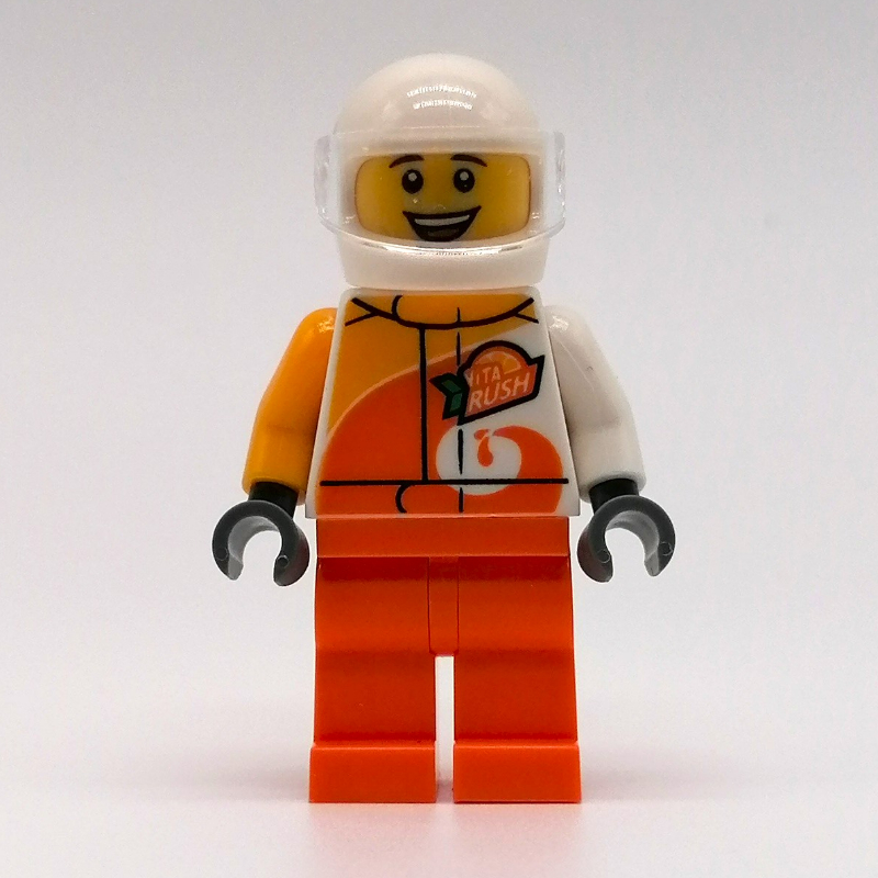 LEGO Driver - White Torso, Orange Legs, White Helmet (fig-011592)