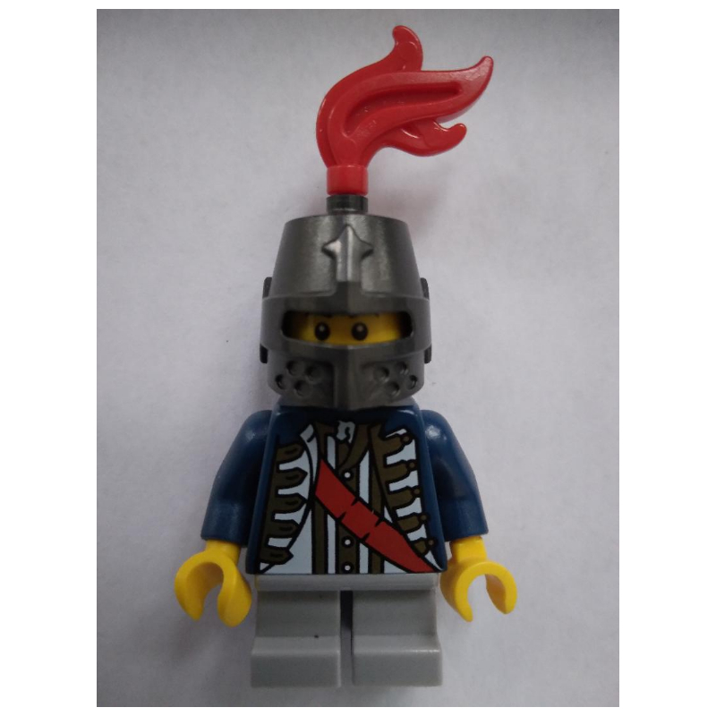 LEGO Boy, Coat with Red Sash, Helmet with Red Feather, Black Eyebrows (fig-011673)
