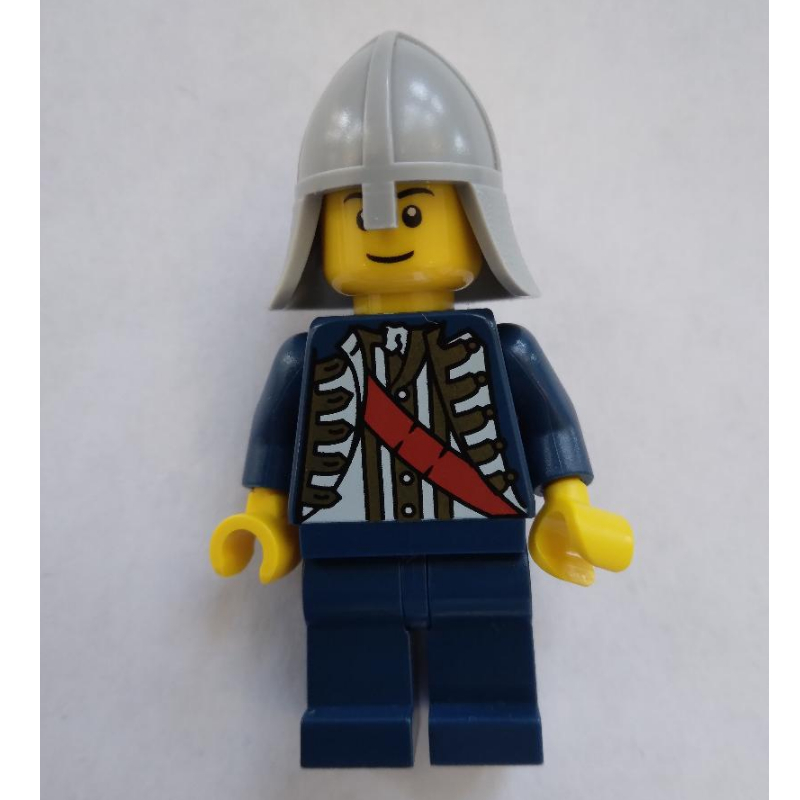LEGO Knight, Dark Blue Jacket with Sash, Light Bluish Gray Helmet, Black Eyebrows (fig-011674)
