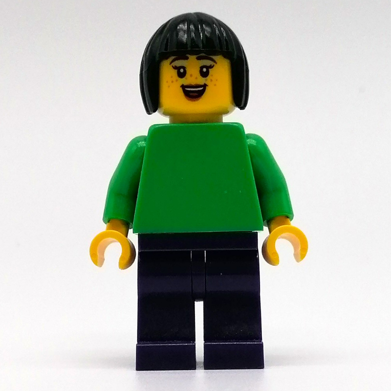 LEGO Sofie - Bright Green Torso, Dark Purple Legs, Black Hair (fig-011682)