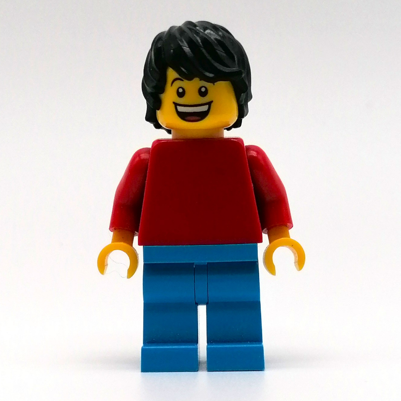 LEGO Daniel - Red Torso, Dark Azure Legs, Black Hair (fig-011685)