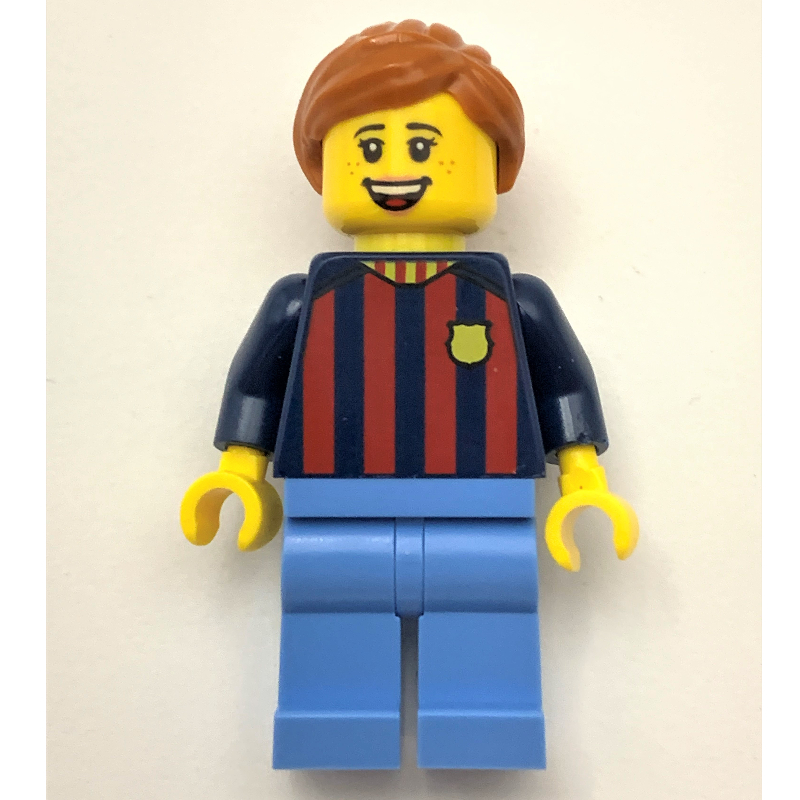 LEGO FC Barcelona Fan - Medium Blue Legs, Dark Orange Hair (fig-011732)