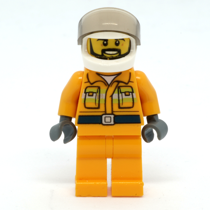 LEGO Firefighter, Pilot - Orange Torso, Orange Legs, White Helmet (fig-011737)
