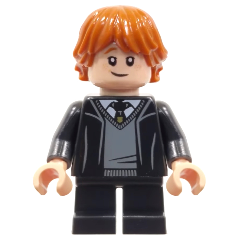 LEGO Ron Weasley, Open Gryffindor Robe, Short Black Legs (fig-011762)