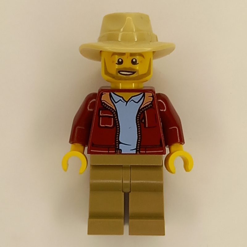 LEGO Larry Jones - Dark Red Torso, Dark Tan Legs, Tan Hat (fig-011791)