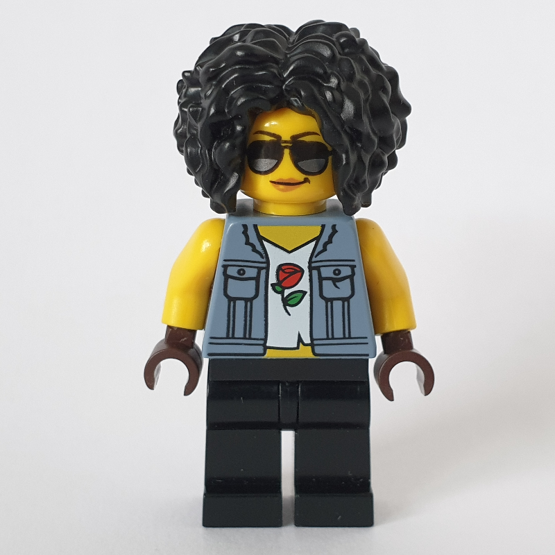 LEGO Woman, Sand Blue Vest Jacket, Black Legs, Black Hair (fig-011837)