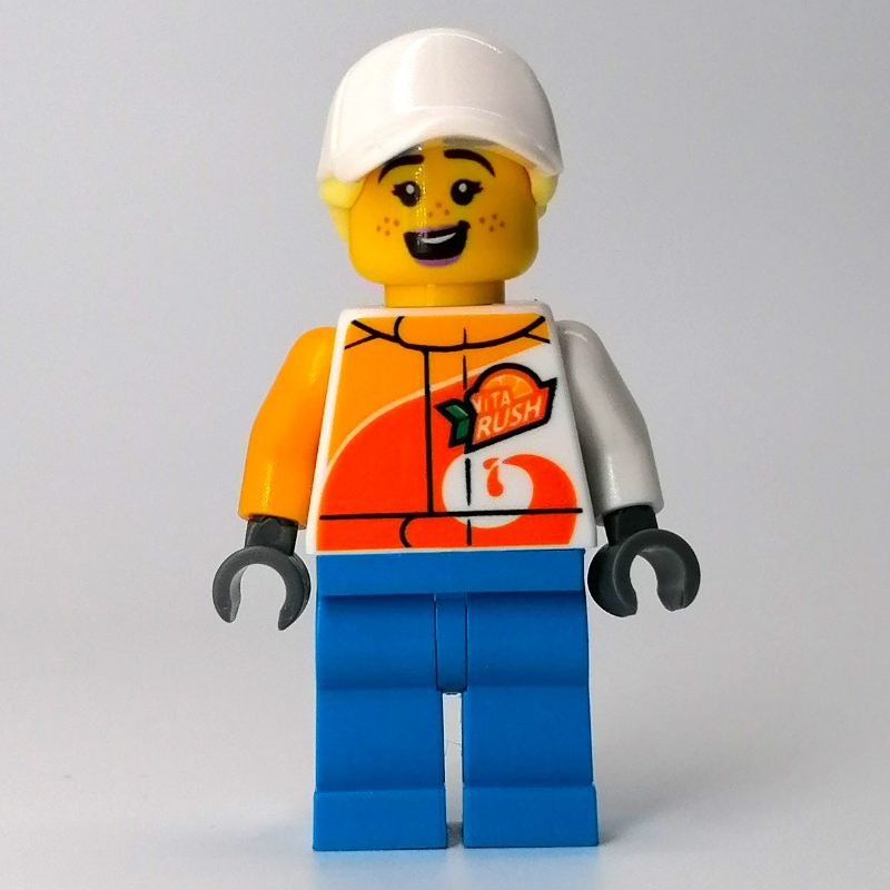 LEGO Stunt Rider, White Race Jacket, Dark Azure Legs, White Cap (fig-011839)