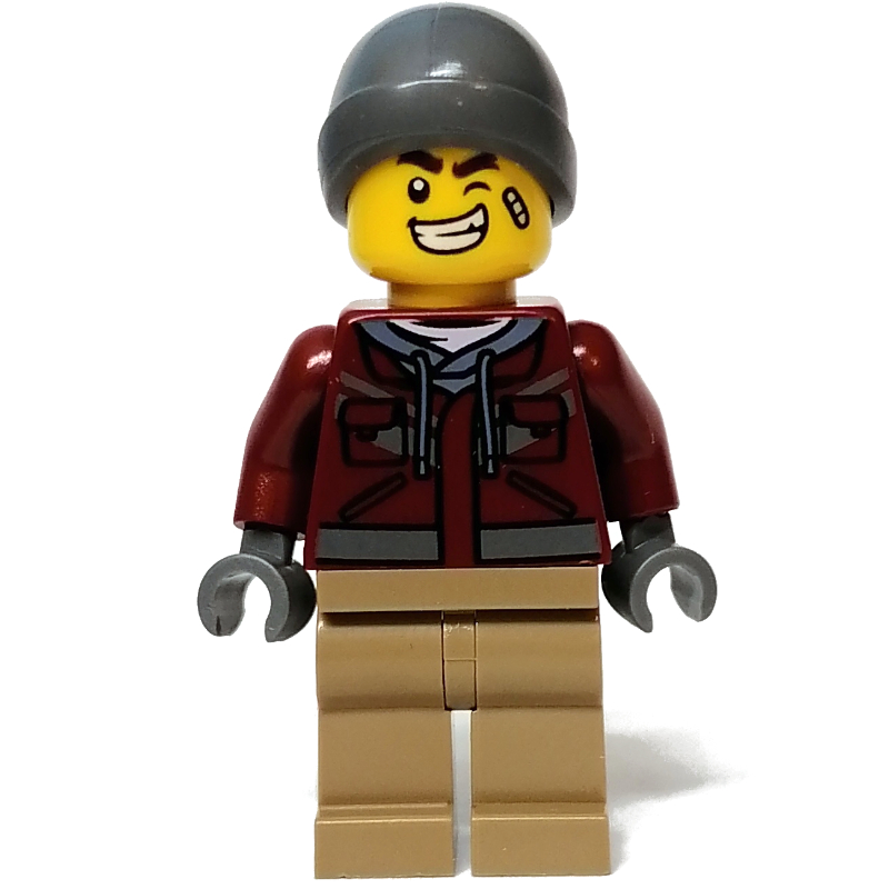 LEGO Dark Red Torso, Dark Tan Legs, Dark Bluish Grey Hat (fig-011885)