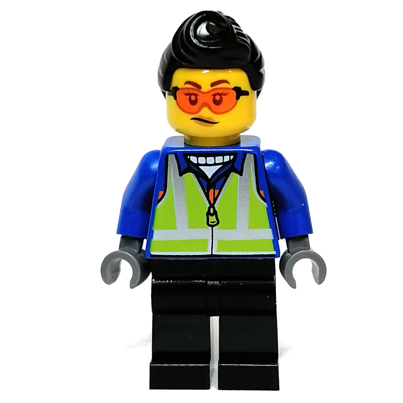 LEGO Blue Torso, Black Legs, Black Hair, Orange Sun Glasses (fig-011887)