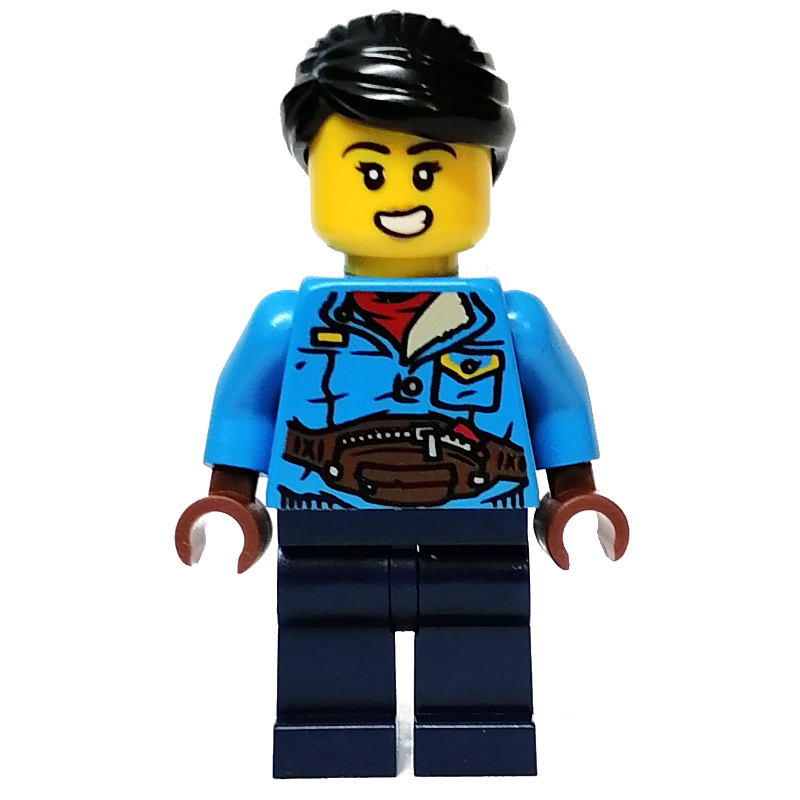 LEGO Dark Azure Torso, Dark Blue Legs, Black Hair (fig-011890)