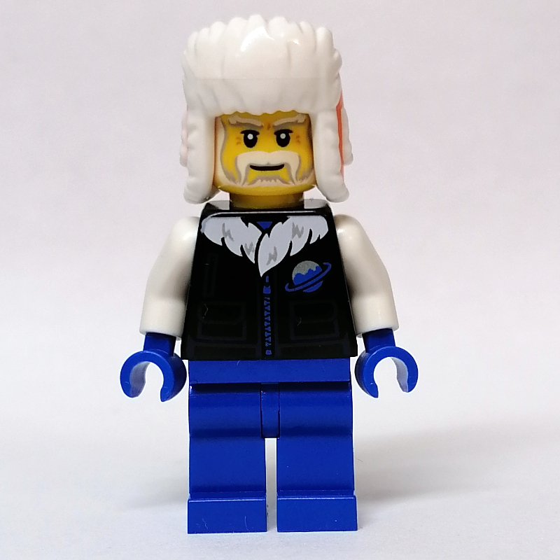 LEGO Black Torso, Blue Legs, Orange/White Hat (fig-011892)