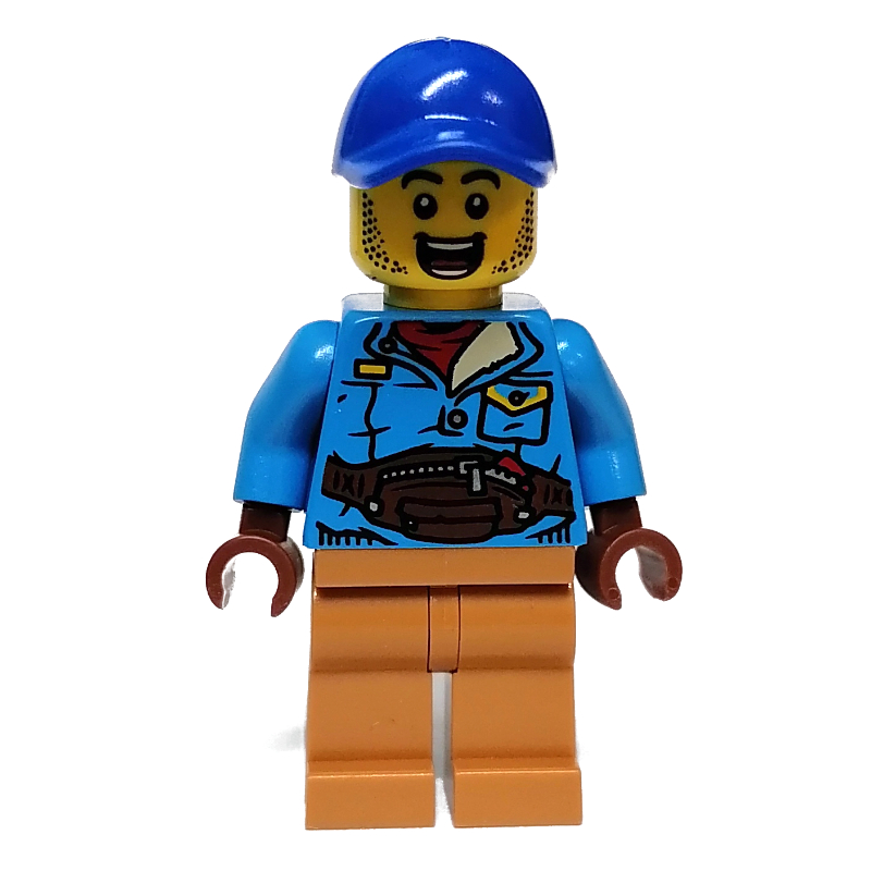 LEGO Dark Azure Torso, Medium Nougat Legs, Blue Cap (fig-011898)