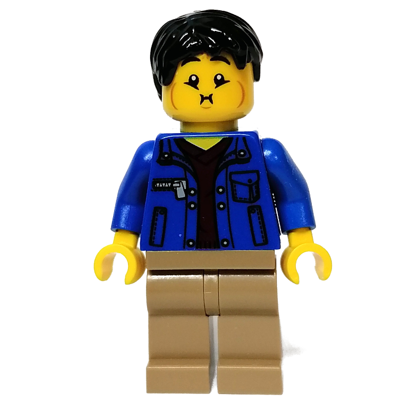 LEGO Blue Torso, Dark Tan Legs, Black Hair (fig-011899)