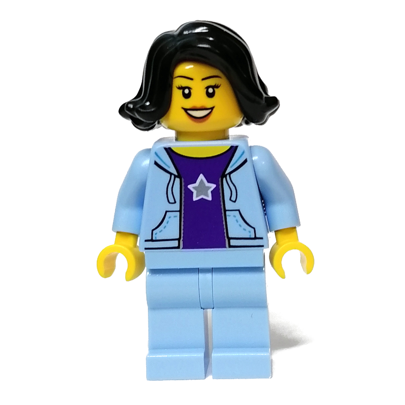 LEGO Bright Light Blue Torso and Legs, Black Hair (fig-011901)