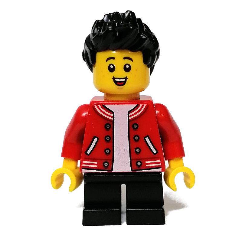 LEGO Kid - Red Torso, Black Legs, Black Hair (fig-011904)