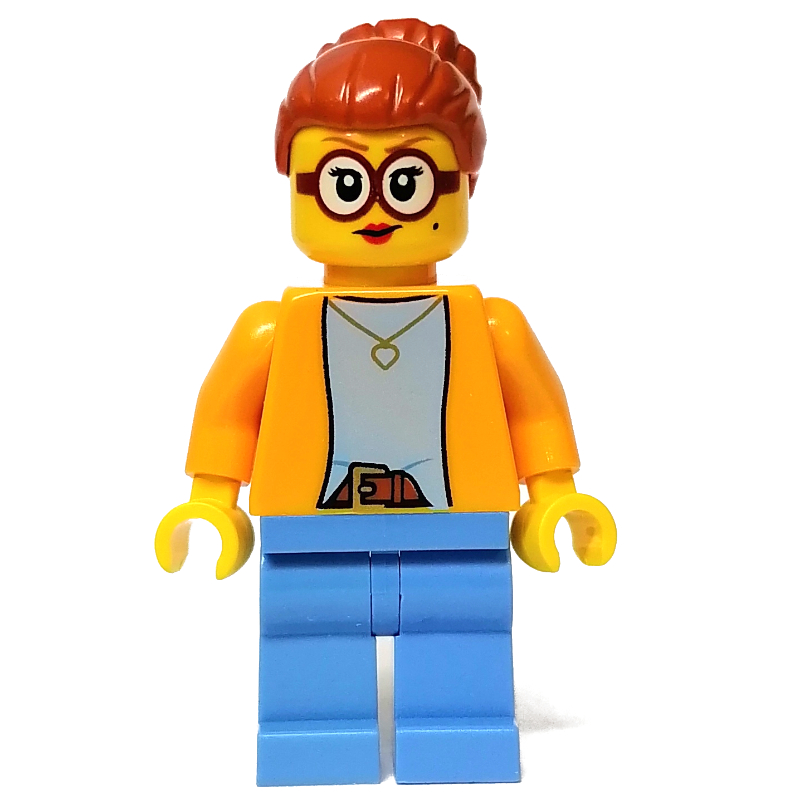 LEGO Woman, Bright Light Orange Torso, Medium Blue Legs, Dark Orange Hair (fig-011910)