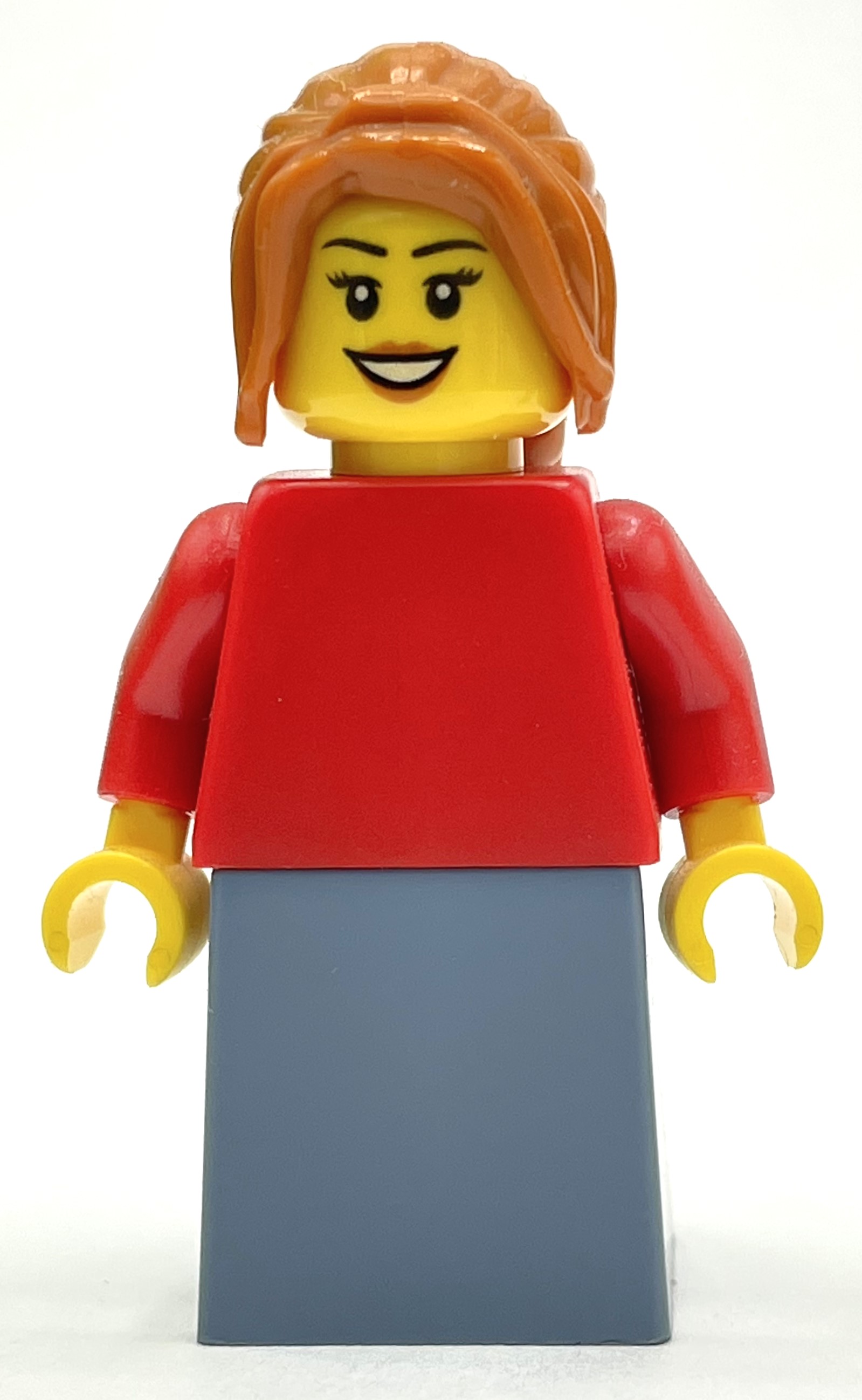 LEGO Woman, Red Torso, Sand Blue Skirt (fig-011961)