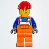 Construction Worker, Orange Overalls, Red Hard Hat
