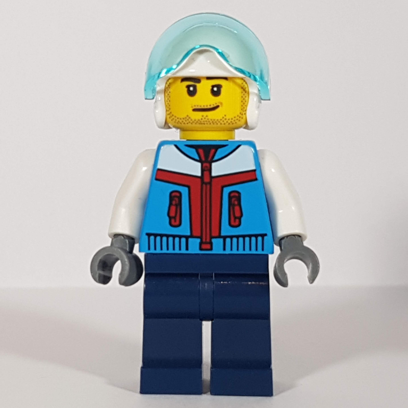 LEGO Pilot, Dark Azure Jacket, Dark Blue Legs, White Helmet (fig-012006)