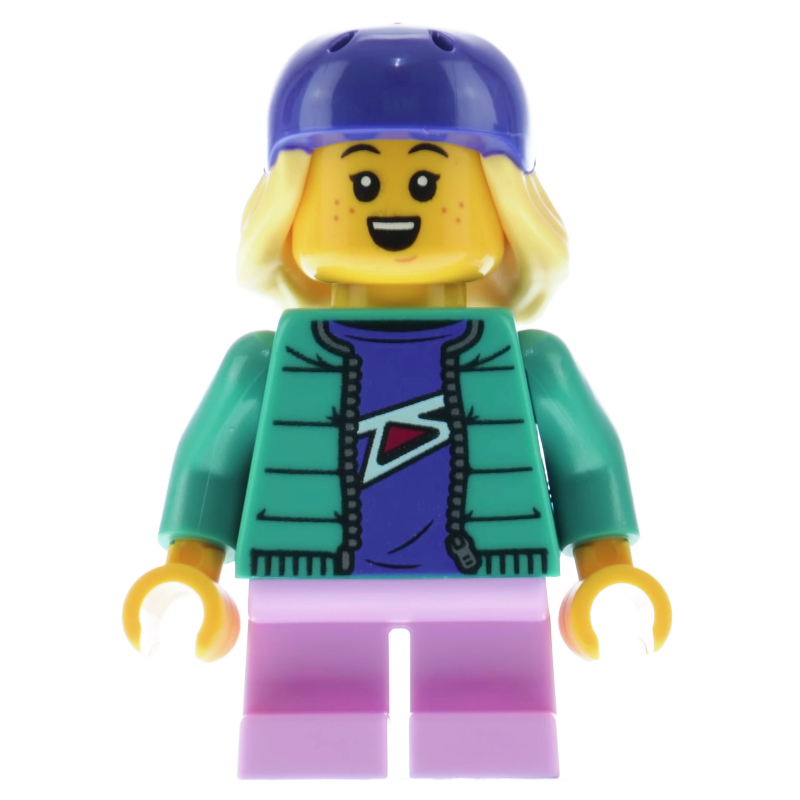 LEGO Girl, Dark Turquoise Jacket, Dark Purple Bike Helmet (fig-012008)