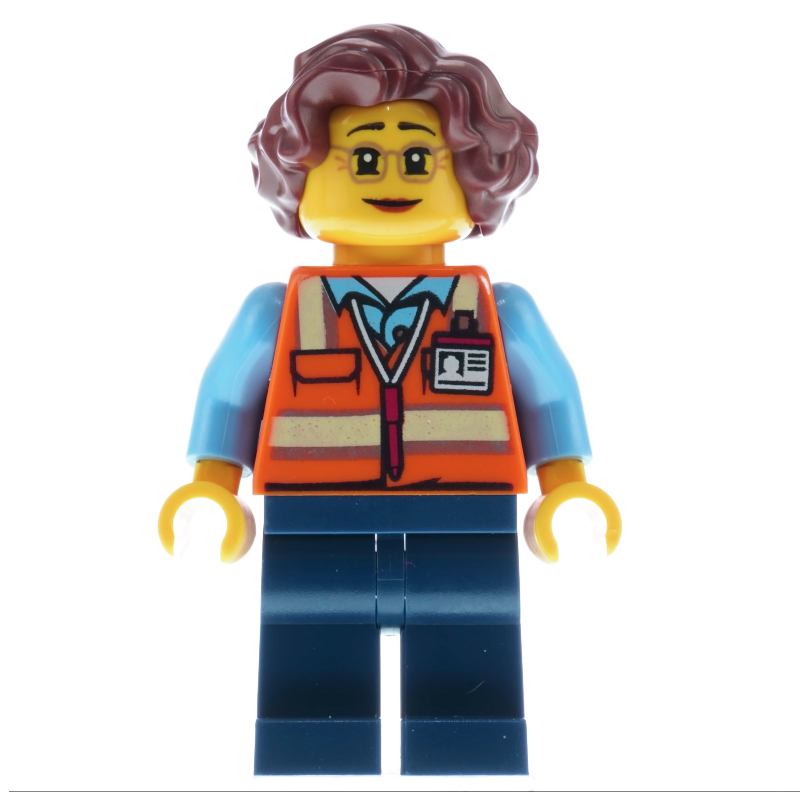 LEGO Crossing Guard, Orange Safety Vest, Dark Blue Legs (fig-012011)
