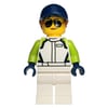 Racer, White Race Suit, Dark Blue Cap, Sunglasses