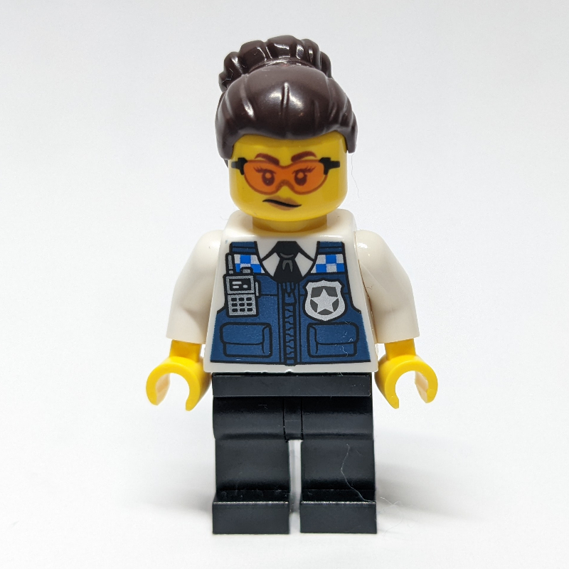 LEGO Gracie Goodhart, Dark Blue Police Vest, Dark Brown Hair (fig-012024)
