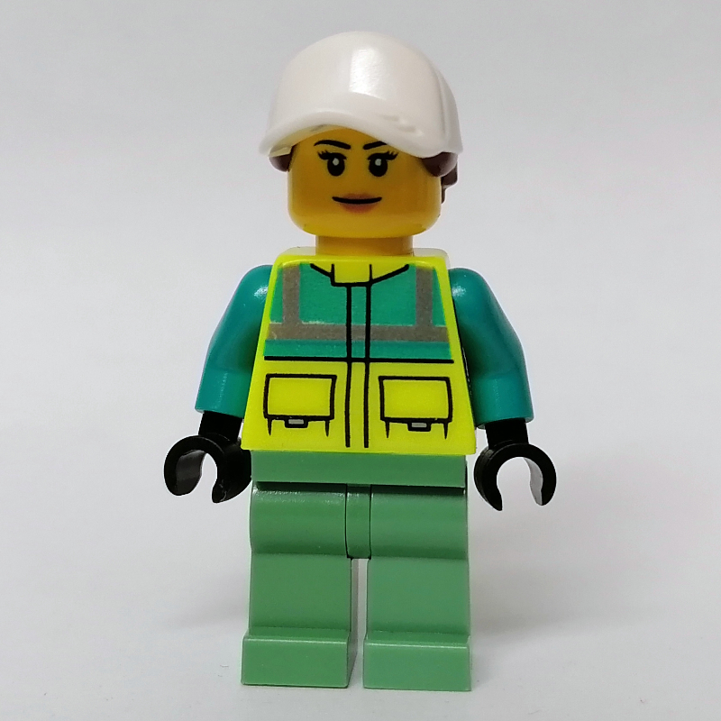 LEGO Ambulance Driver, Vibrant Yellow Safety Vest, White Cap (fig-012036)