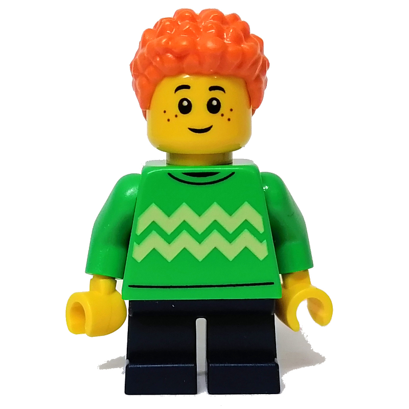 LEGO Boy, Green Sweater, Orange Hair (fig-012039)