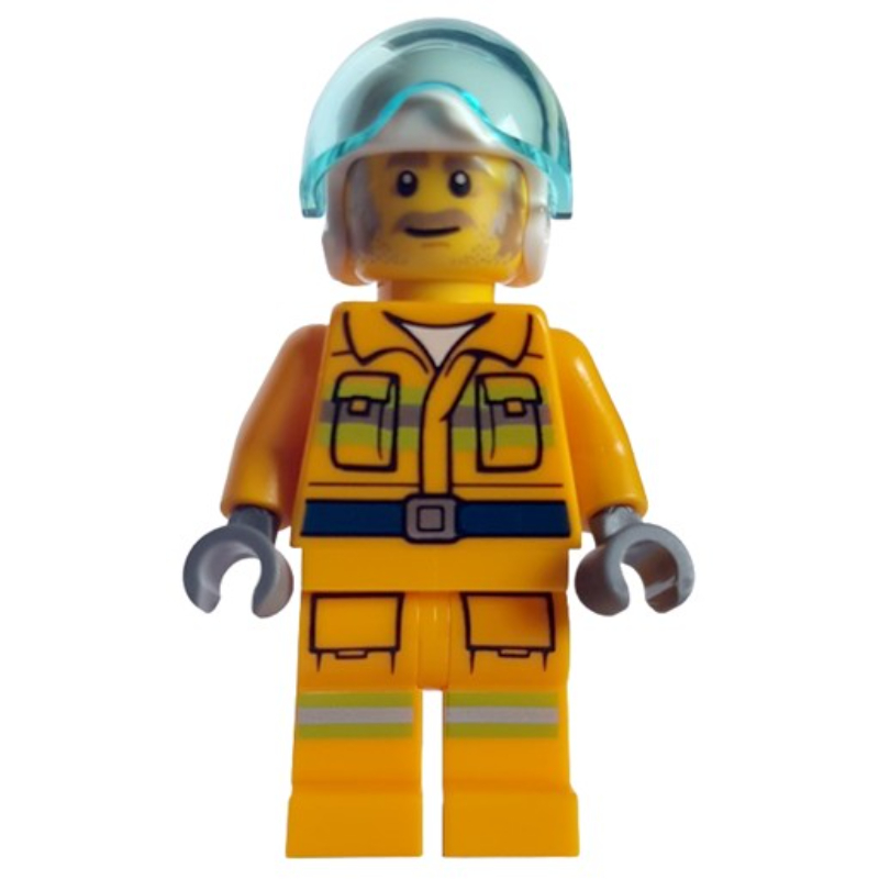 LEGO Pilot, Bright Light Orange Fire Suit, White Helmet (fig-012055)