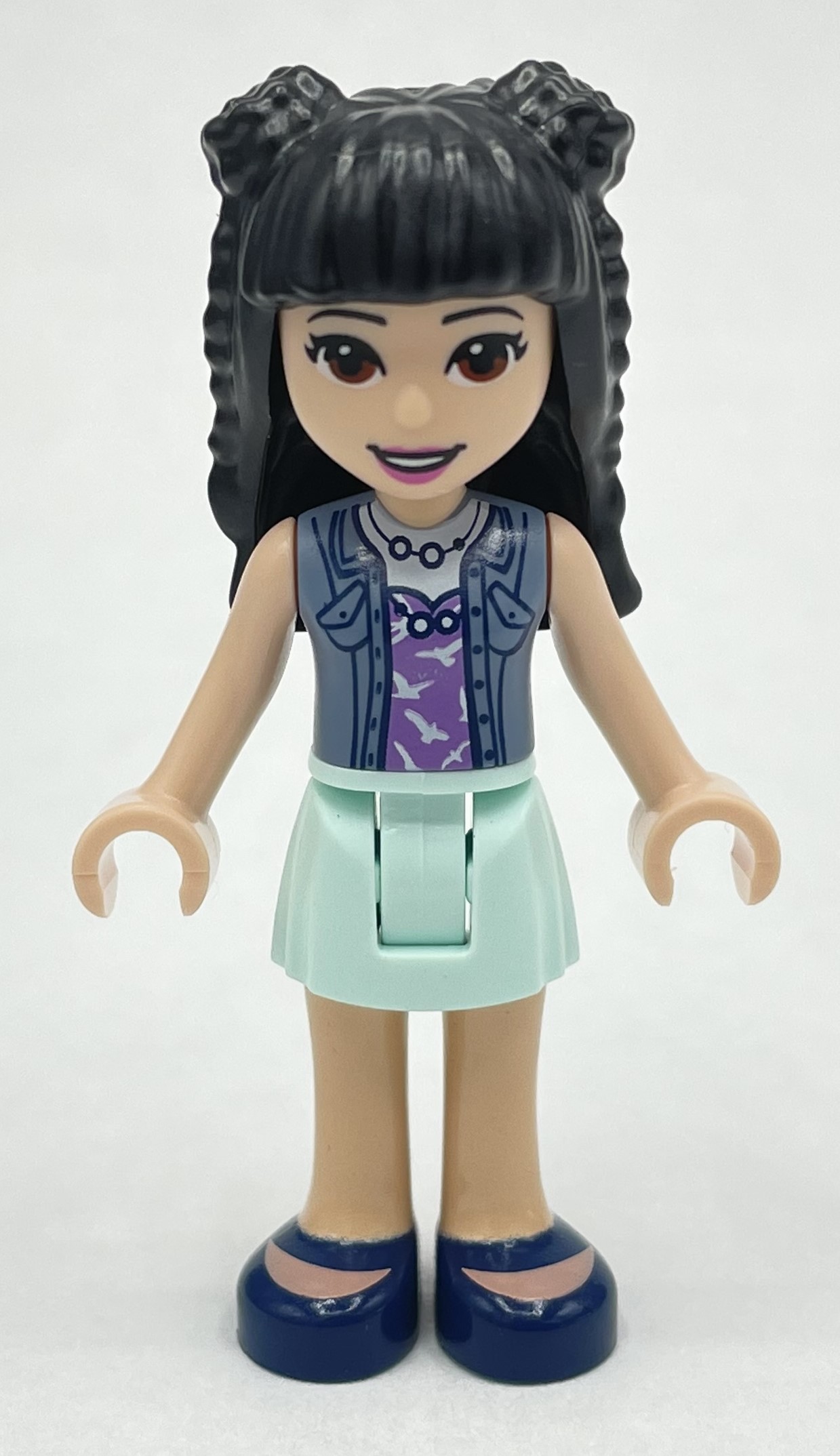 LEGO Emma - Sand Blue Top, Light Aqua Skirt, Black Hair with Buns (fig-012131)